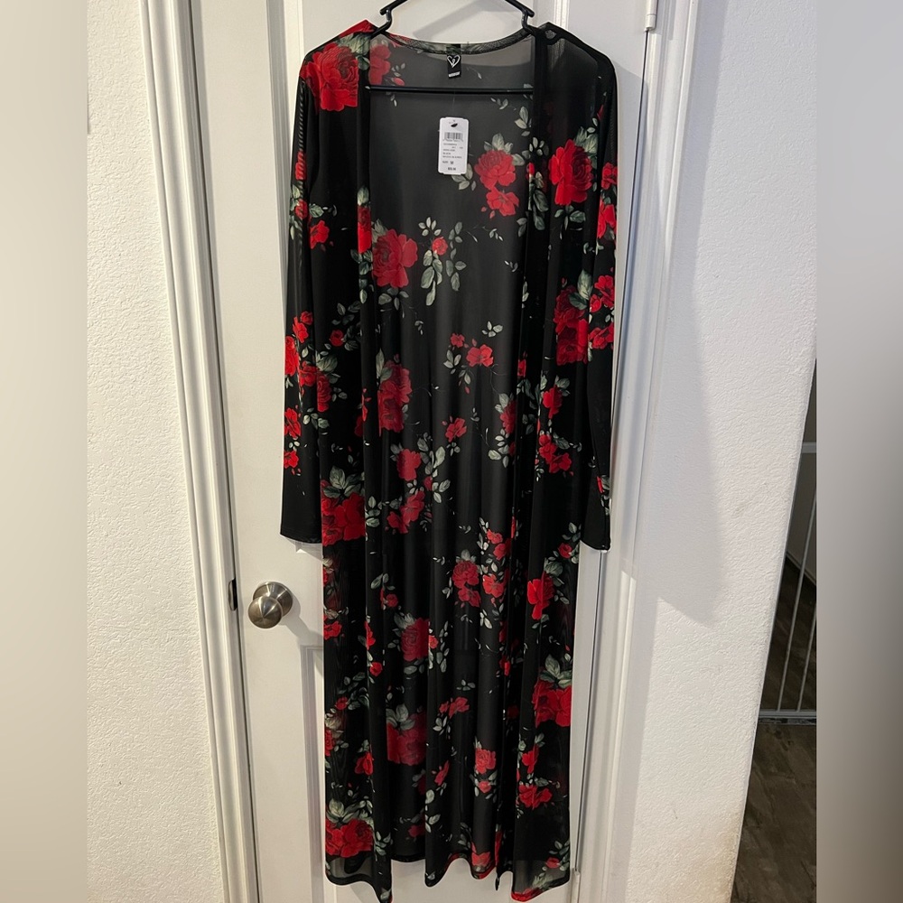 Sheer Rose Cardigan Medium
